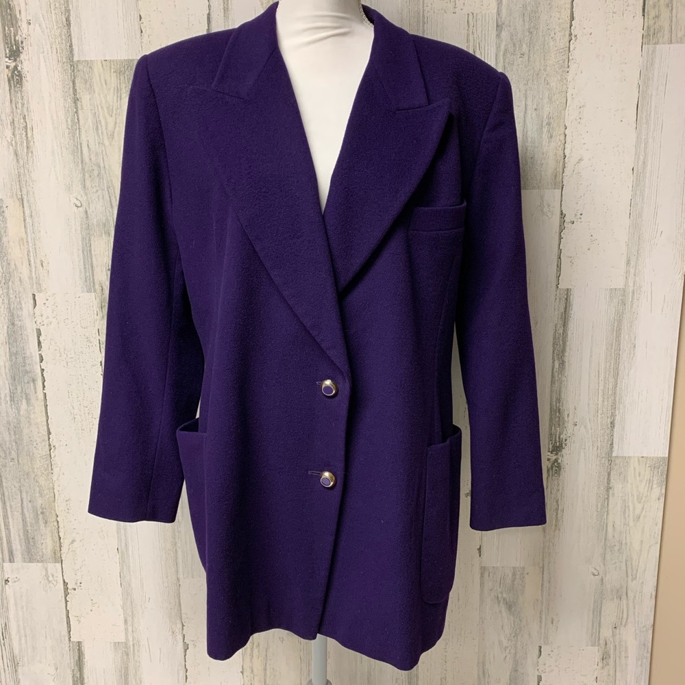 Escada Vintage Purple Dress Wool Blazer Large